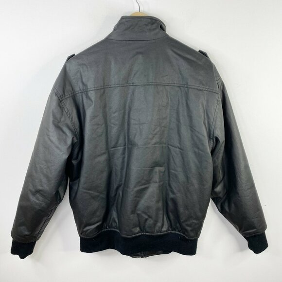 Avirex Bomber Flight Jacket Mens Size Medium Black Full Zip Coat Aviator Retro - Picture 4 of 5